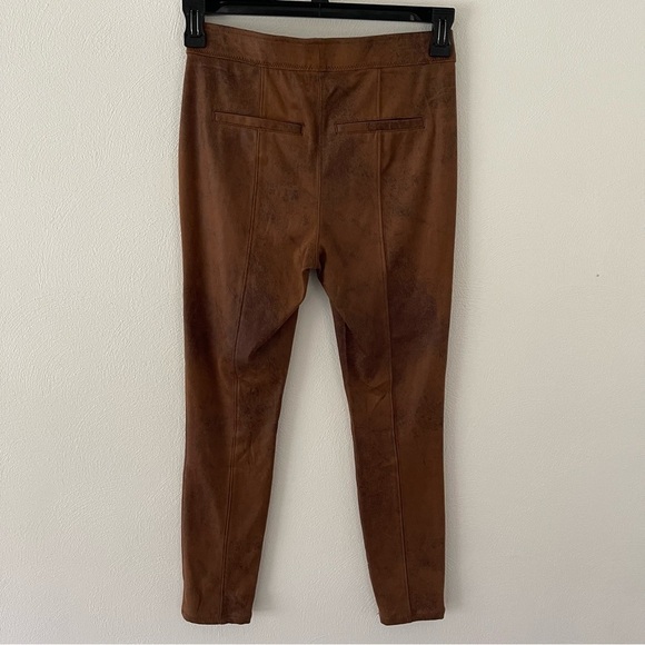 Free People size 25 Never Let Go Brown Faux Leather Leggings Pull-On Stretch - Picture 3 of 10
